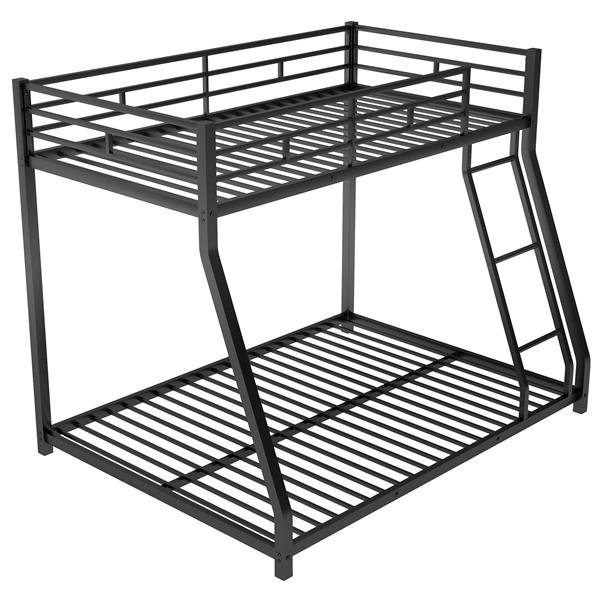 Metal Floor Bunk Bed, Twin over Full,Black