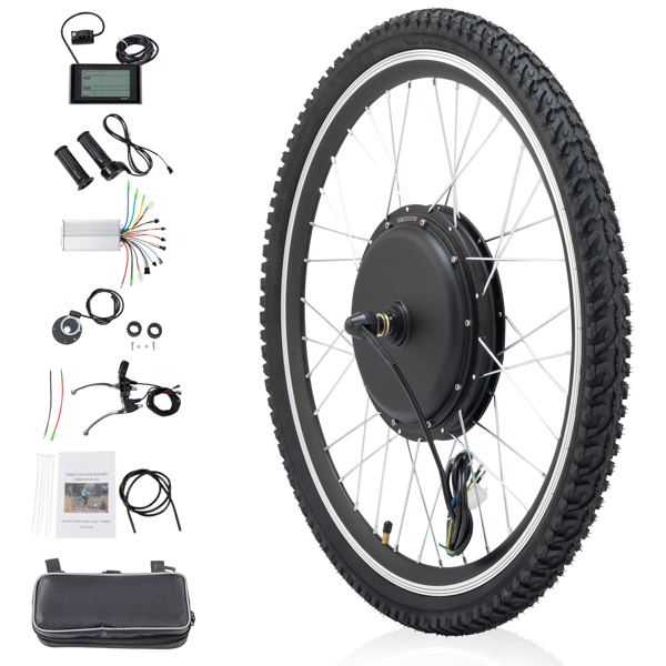 26in 1000W Rear Drive With Tires Bicycle Modification Parts Black