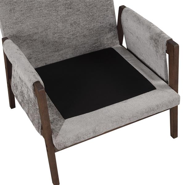 Mid-Century Modern Velvet Leisure Chair with Solid Wood and Thick Seat Cushion for Living Room,Bedroom,Studio,Grey