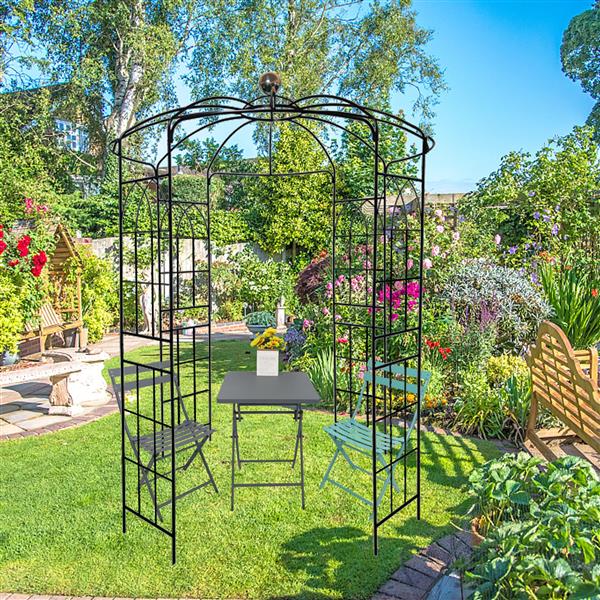 Metal Garden Arch Iron Garden Arbors Gazebo Dia81.3'' x 114.2'' High Birdcage Shape Pergola Pavilion for Wedding Ceremony
Outdoor Black