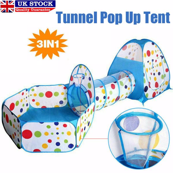 3 in1 Kids Play Tent Baby Tunnel Ocean Ball Pit Toy Playhouse Playhouse for Kids