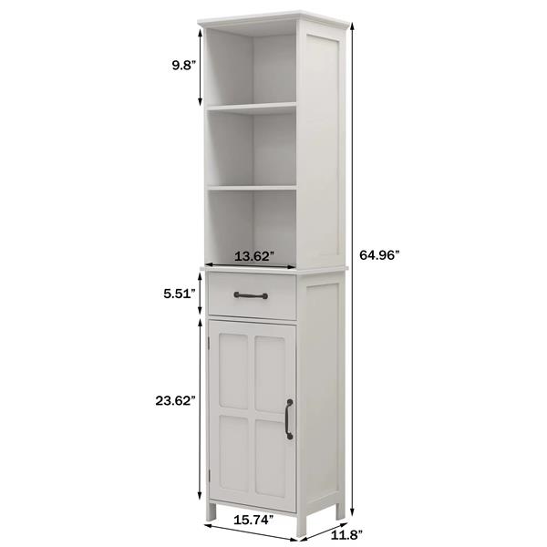 Floor Standing Cabinet with 1 Door and 1 Drawer - White