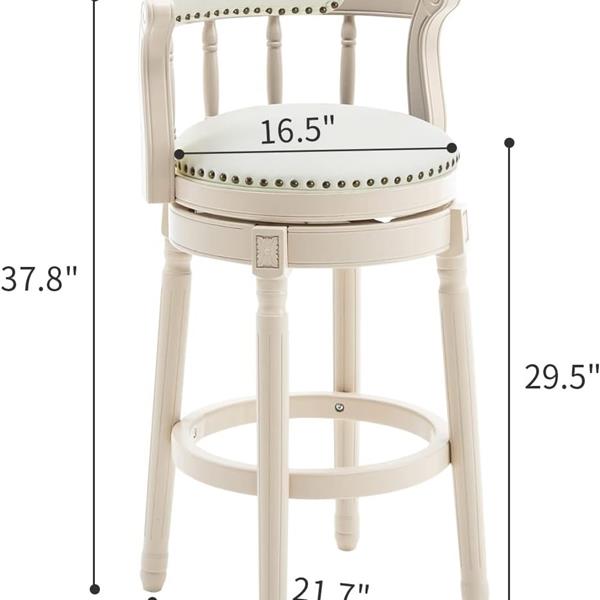 Bar Stools Seat Height 29.5'' Leather Wooden Bar Stools(WHITE-BLUE 1pc)