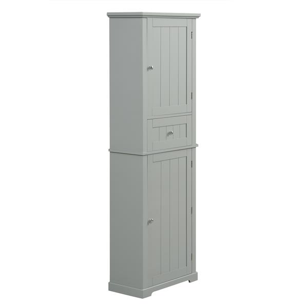 Tall Bathroom Storage Cabinet, Freestanding Storage Cabinet with Drawer and Adjustable Shelf, MDF Board with Painted Finish, Grey