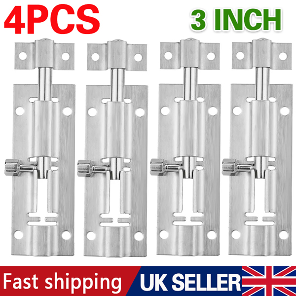 4PCS All Slide Bolt Bathroom Shed Bedroom Toilet Door Lock Catch Latch