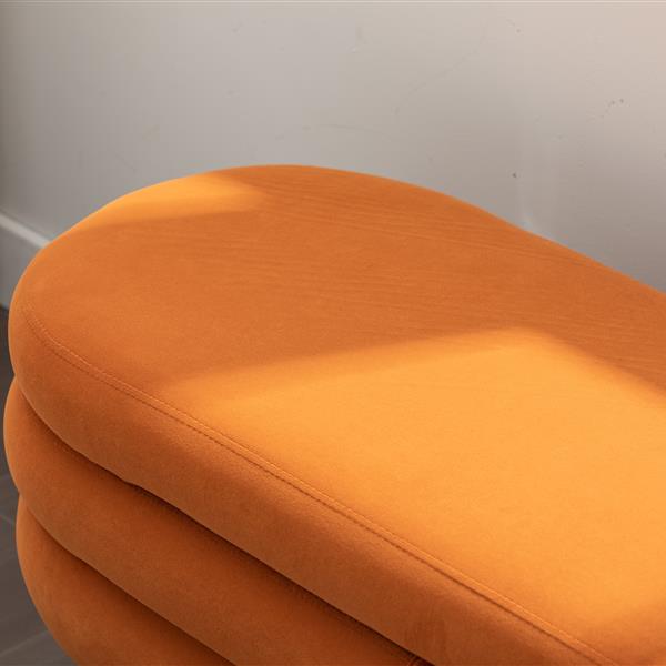 036-Velvet Fabric Storage Bench Bedroom Bench With Wood Legs For Living Room Bedroom Indoor,Orange