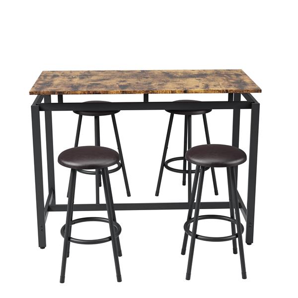 5-Piece Kitchen Counter Height Table Set, Bar Table with 4 Stools