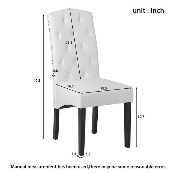 Dining PU Chair with Solid Wood Legs, 18.11" L x 24.01" W x 40.95" H White