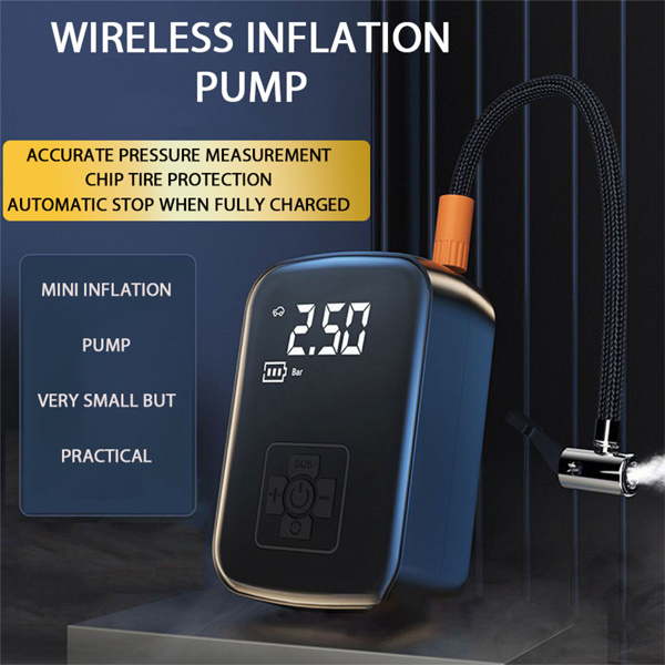 Portable Wireless Tire Inflation Pump: 3600mAh Cordless Inflation Pump with LED Lighting, Suitable for Cars/Motorcycles/Bicycles