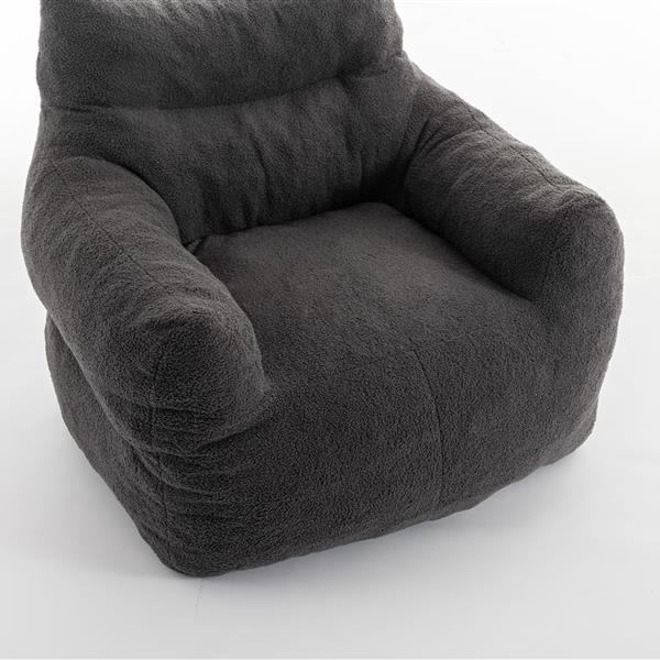 054-Large Size Teddy Fabric Bean Bag Chair Lazy Sofa Chair Sponge filling For Indoor,Dark Gray