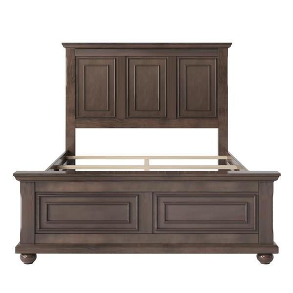 Traditional Town and Country Style Pinewood Vintage Full Bed, Rich Brown