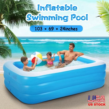 Inflatable Swimming Pools Inflatable Lounge Pool for Kids Baby Adult Inflatable Water Ball Pool for Outdoor Garden Backyard Summer Water Party 103*69*24in（No shipments on weekends）