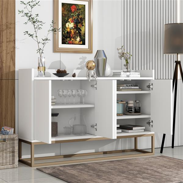 Modern Sideboard Elegant Buffet Cabinet with Large Storage Space for Dining Room, Entryway (White)