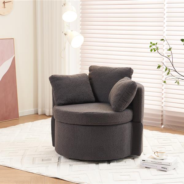 Fabric Swivel And Storage Chair With Back Cushion For Living Room,Dark Gray