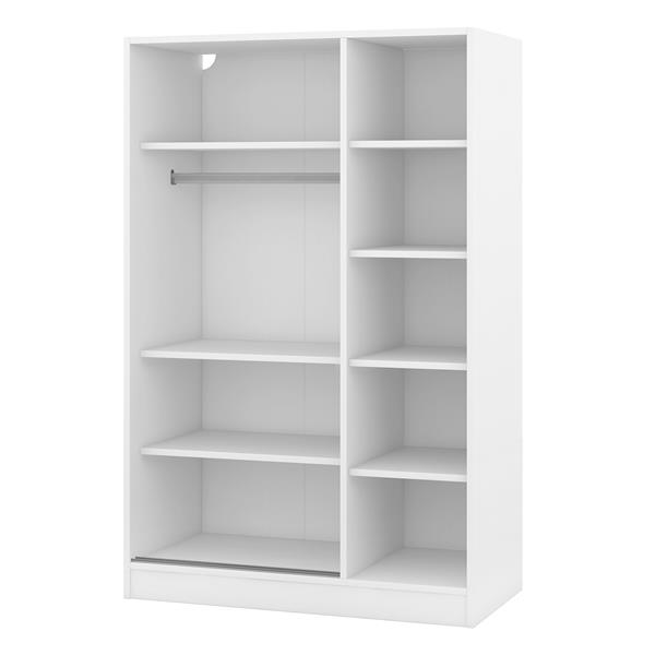 3-Door Shutter Wardrobe with shelves, White