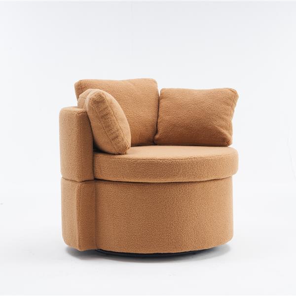 Fabric Swivel And Storage Chair With Back Cushion For Living Room,Khaki