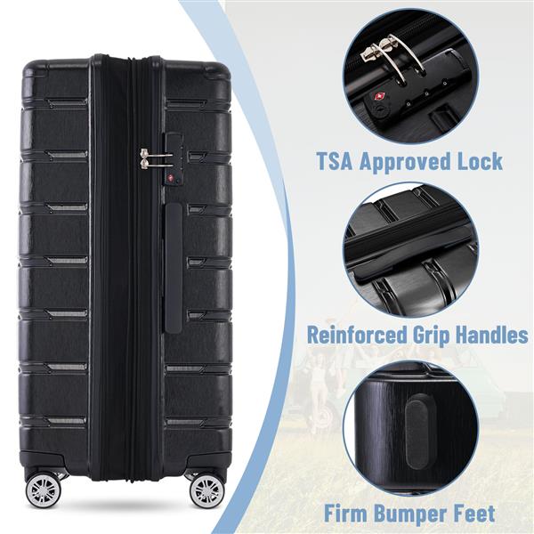 3 Piece Luggage Set Suitcase Set, Lightweight Durable Suitcase with Wheels and TSA Lock, Expandable Travel Family Luggage for Men Women 20" 24" 27"