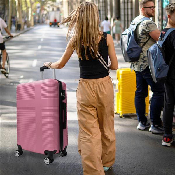 Luggage 4 Piece Set with Spinner Wheels, Hardshell Lightweight Suitcase with TSA Lock,Checked Luggage,Pink(12/20/24/28in)