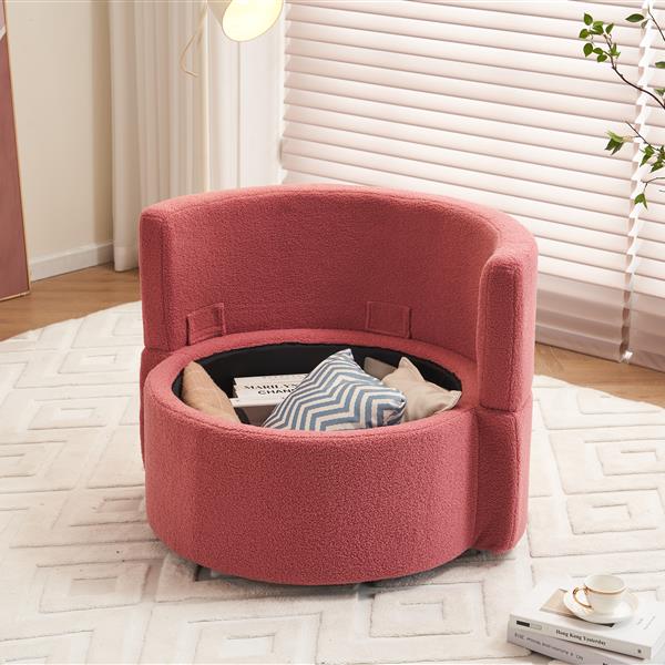 Fabric Swivel And Storage Chair With Back Cushion For Living Room,Dark Pink