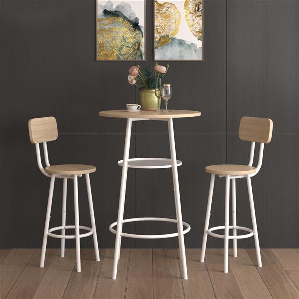 Bar table, equipped with 2 bar stools , with backrest and partition