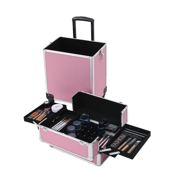 4 in 1 Aluminum Cosmetic Makeup Case Tattoo Box Pink