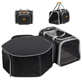 Cat Carrier Detachable Pet Carrier Airline Approved Foldable Expandable Travel Pet Bag 3 in 1 Soft Side Small Dog Cat Bed Indoor and Outdoor Pet Mobile Tent (Black)