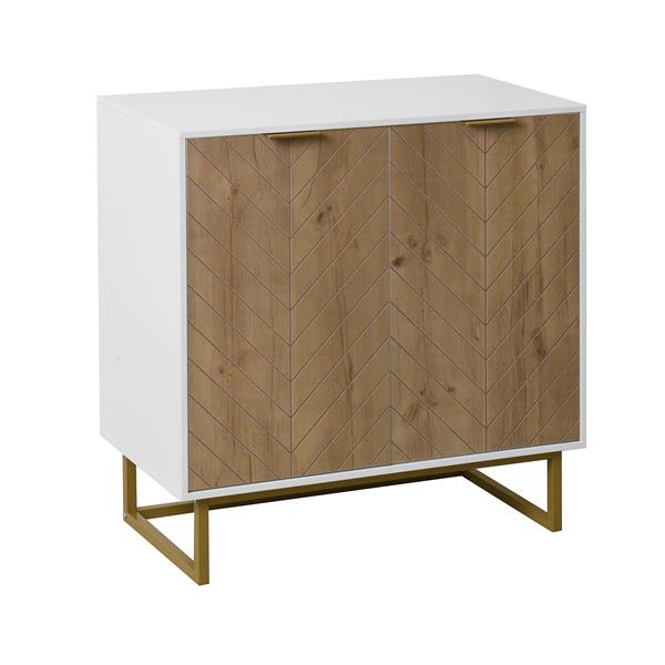 White and Gold Storage Cabinet with 2 Doors, Modern Buffet Sideboard Cabinet, Kitchen Buffet Cabinet with Storage Sideboard Buffet for Living Room