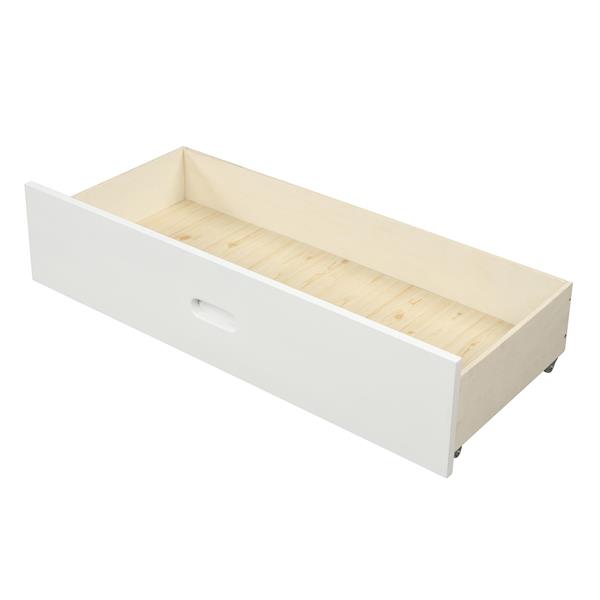 Wood platform bed with two drawers, twin (white)