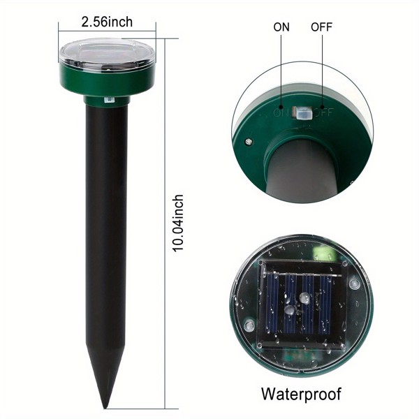 Mole proof solar drive mole proof solar sound wave mole proof pile, snake proof groundhog proof in courtyards, gardens, and lawns (4-piece set)(No shipments on weekends, banned from Amazon)