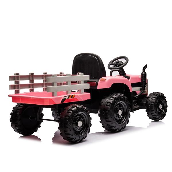 Ride on Tractor with Trailer,12V Battery Powered Electric Tractor Toy w/Remote Control,electric car for kids,Three speed adjustable,Power display, USB,MP3 ,Bluetooth,LED light,Two-point safety belt