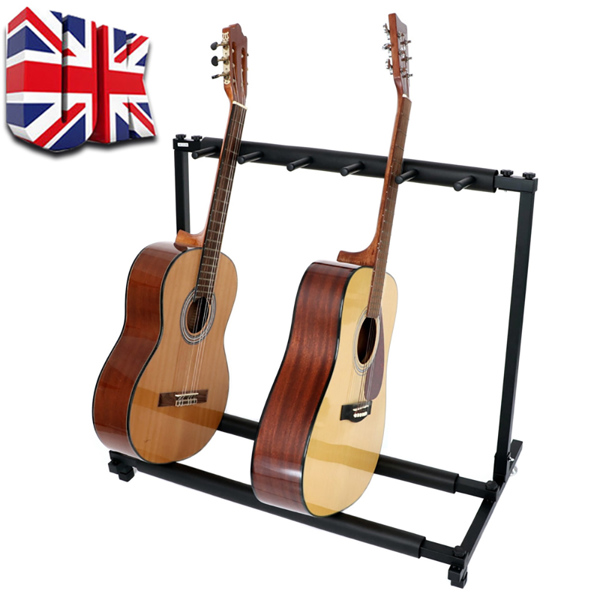 5-Way Multi Guitar Rack Stand Padded for Multiple Electric Acoustic Bass Holders