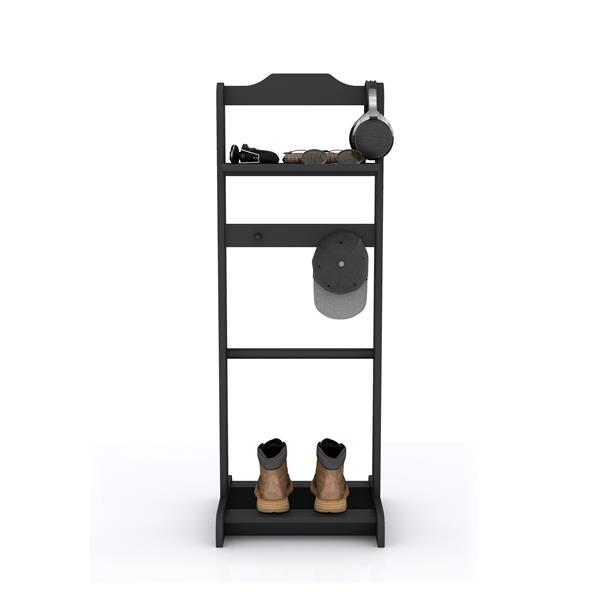 Portable Garment Rack,Clothes Valet Stand with Storage Organizer,Black Finish