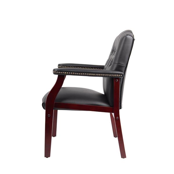 Leather Reception Guest Chairs  W/Padded Seat and Arms Ergonomic Mid-Back Office Executive Side Chair for Meeting Waiting Room Conference Office Guest Chairs,Black