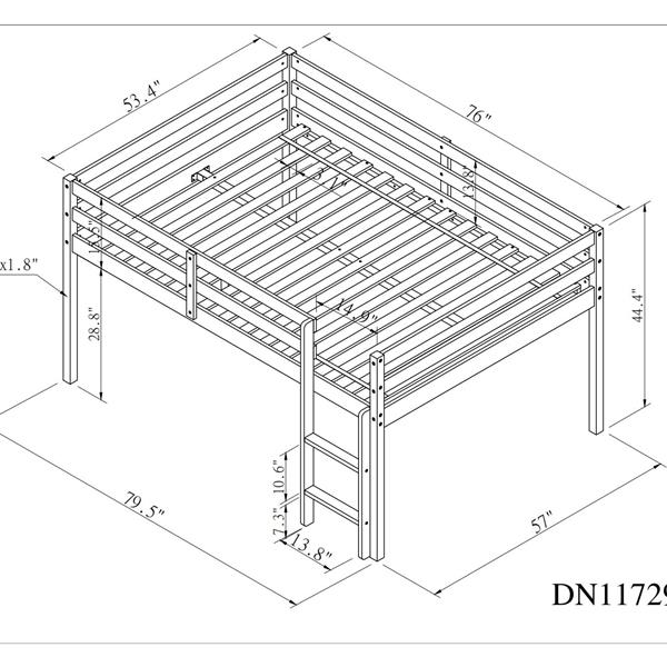 Full Loft Bed,White