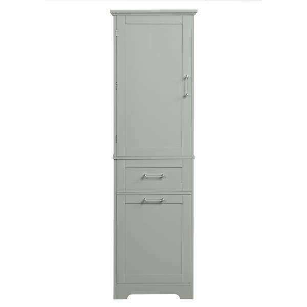 Tall Bathroom Storage Cabinet,  Storage Cabinet with Two Different Size Drawers and Adjustable Shelf, MDF Board with Painted Finish, Grey