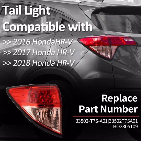 Right Passenger Side Tail Light Assembly Fit for 2016-2022 Honda HR-V HRV Sedan Outer Taillight Rear Lamp, OE #:33552-T7S-A01,HO2804109