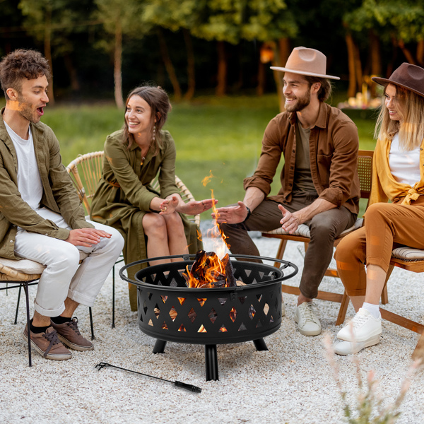 32IN  Metal Fire Pit Black