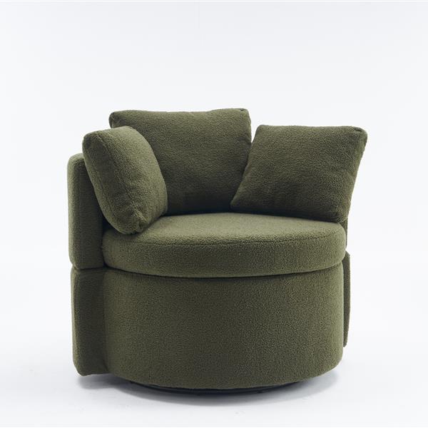 Fabric Swivel And Storage Chair With Back Cushion For Living Room,Green