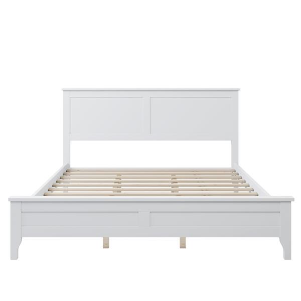 Modern White Solid Wood Queen Platform Bed