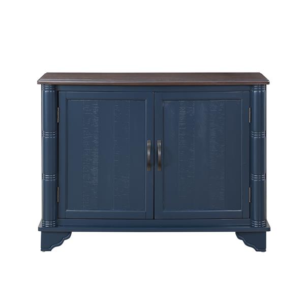 40"  Console Table with Storage Shelf, Retro Entryway Table with Adjustable Storage Shelf, Sofa Couch Table for Hallway, Entry Way, Living Room, Foyer, Navy Blue and Brown Top