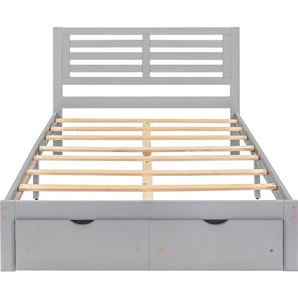 Full Size Platform Bed with Drawers, Gray