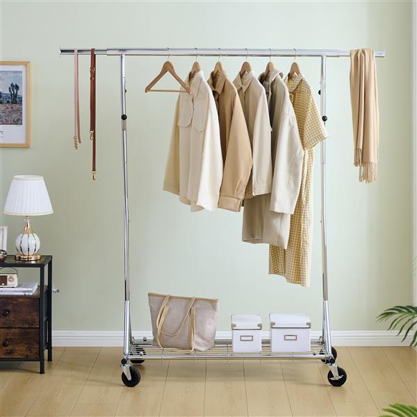 Clothes Rack Heavy Duty Clothing Rack 600LBS Rolling Clothes Racks for Hanging Clothes,  Commercial Garment Rack Heavy Duty Clothes Rack Collapsible ＆ Portable Clothing Rack with Wheels