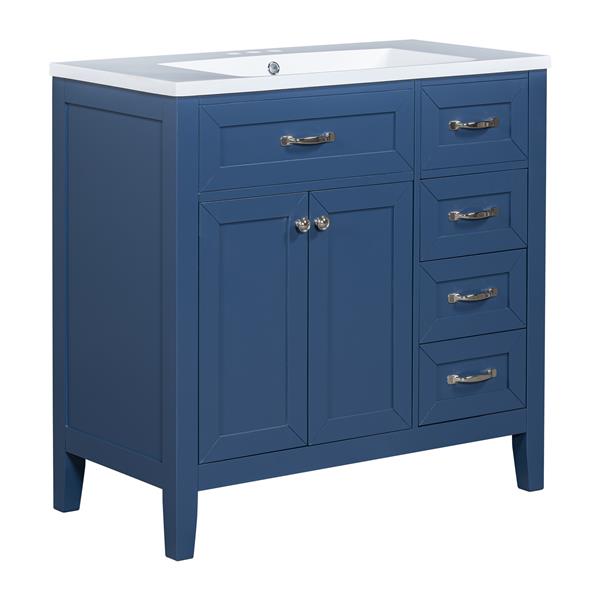 36" Bathroom Vanity with Sink Combo, Blue Bathroom Cabinet with Drawers, Solid Frame and MDF Board