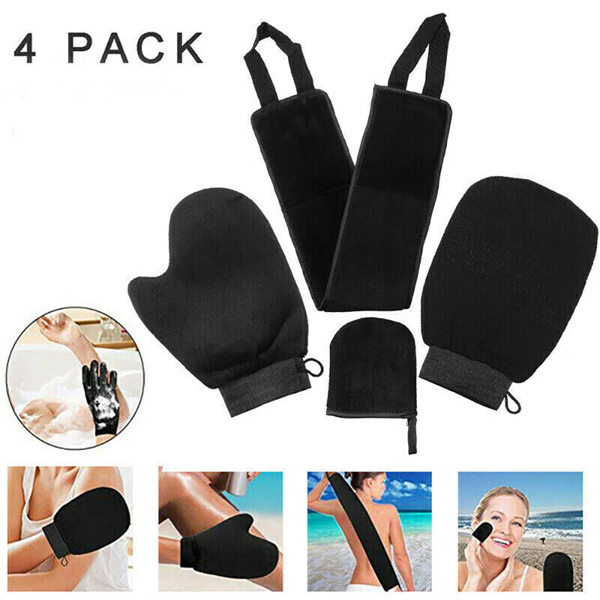 4Pcs/Set Back Body Cleaning Glove Self Tanning Mitt Fake Tan Applicator Gloves Q