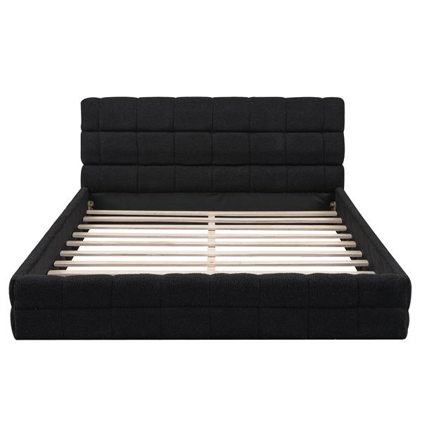 Queen Size Upholstered Platform Bed, Black