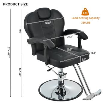 Classic Reclining barber Chair Salon Chair for Hair Stylist with Heavy Duty Hydraulic Pump, 360° Rotation, Tattoo Chair  Shampoo Beauty Salon Equipment,  Max Load Weight 330 Lbs, Black