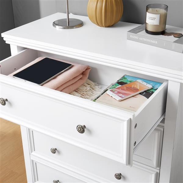 Modern 5 Drawers Dresser 5 Drawers Cabinet,Chest of Drawers Closet Organizers and Storage Clothes Storage Drawers Cabinet for Living Room, Farmhouse Dresser Organizer WHITE