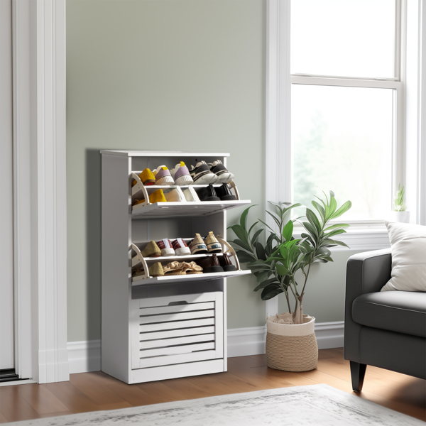 3-bucket louvered shoe cabinet