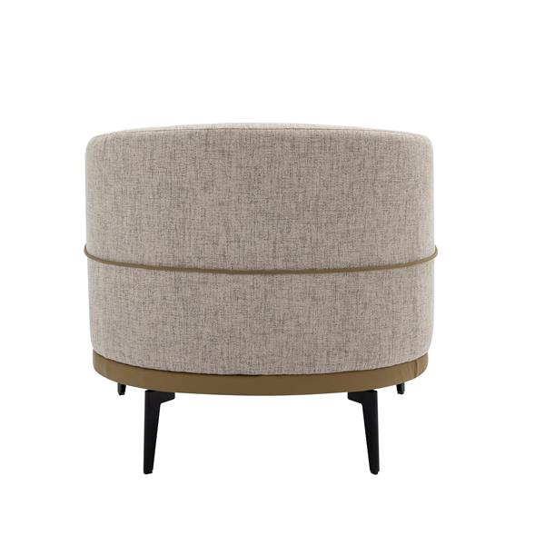 Modern Two-tone Barrel Fabric Chair, Upholstered Round Armchair for Living Room Bedroom Reading Room, Mustard Green