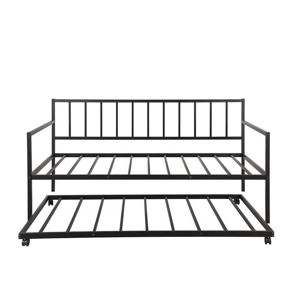 [Not allowed to sell to Walmart]Twin Daybed with Trundle Multifunctional Metal Lounge Daybed Frame for Living Room Guest Room